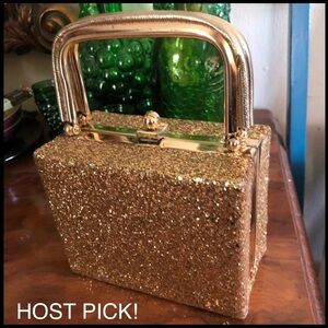 Vintage Gold Glitter Box Bag
